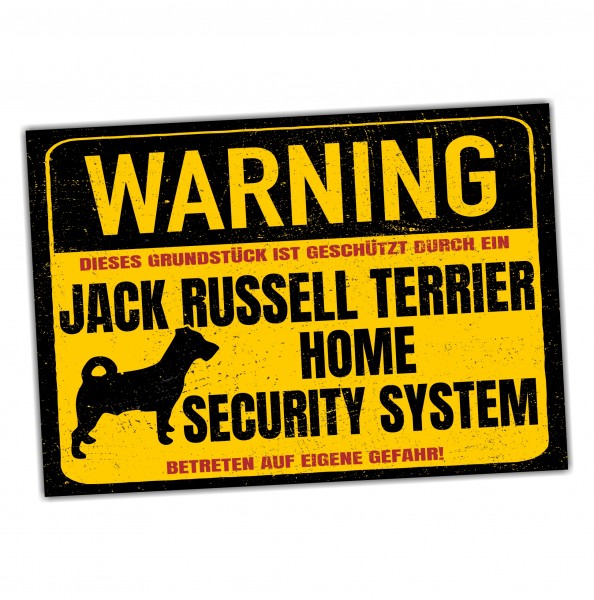 Jack Russell Terrier Schild Warning Security System Türschild Hundeschild Warnschild Hund JRT
