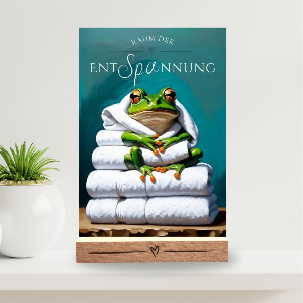 Frosch Schild Wellness Handtuch Entspannung Schild Spruch Türschild Froschschild