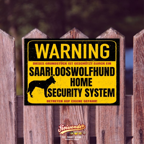 Schild Saarlooswolfhund Wolfhund Wolf Warning Security System Türschild Hundeschild Warnschild Hund