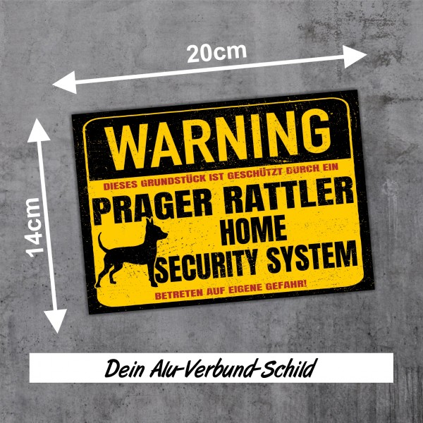 Schild Prager Rattler Warning Security System Türschild Hundeschild Warnschild Hund Achtung