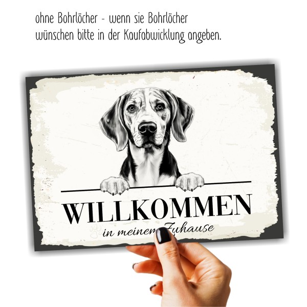 Hundeschild Willkommen Zuhause English Foxhound Fox Terrier Schild Achtung Spruch