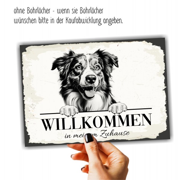 Hundeschild Willkommen Zuhause Mini Australian Shepherd Schild Achtung Spruch