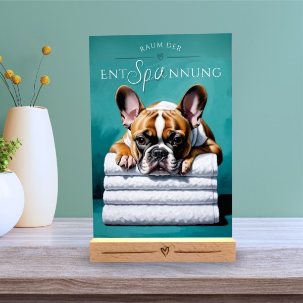 Hundeschild Deko Badezimmer Wellness French Bulldog Schild Spruch