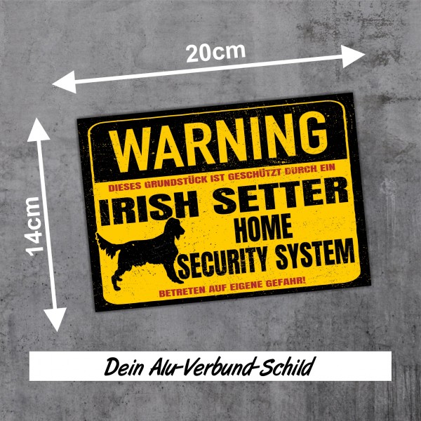 Irish Setter Schild Warning Security System Türschild Hundeschild Warnschild Schild Hund Warnung