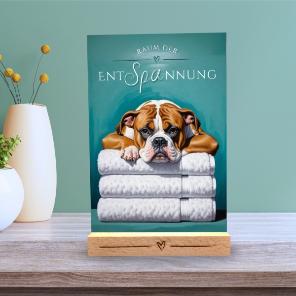 Hundeschild Deko Badezimmer Wellness English Bulldog Schild Spruch