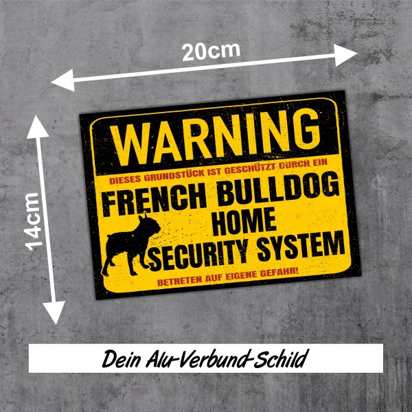 French Bulldog Schild Warning Security System Türschild Hundeschild Warnschild Schild Hund