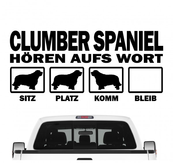 Clumber Spaniel Spanier Dog Hört aufs Wort Hunde Aufkleber Sticker Autoaufkleber