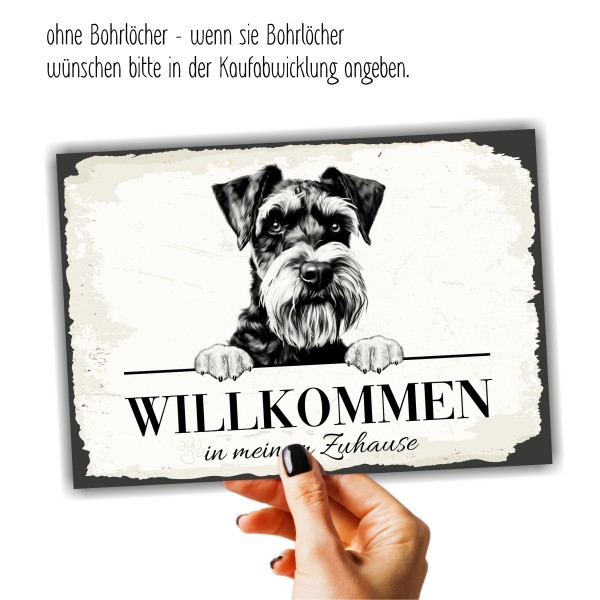 Hundeschild Willkommen Zuhause Schnauzer Schild Achtung Spruch