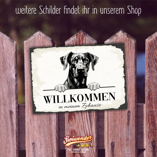Hundeschild Willkommen Zuhause Dobermann Dobi Schild Achtung Spruch