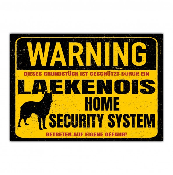 Laekenois Schild Warning Security System Türschild Hundeschild Warnschild Hund Schäferhund