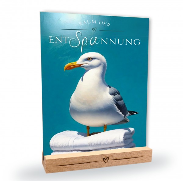 Möwe Meer Strand Schild Wellness Handtuch Entspannung Schild