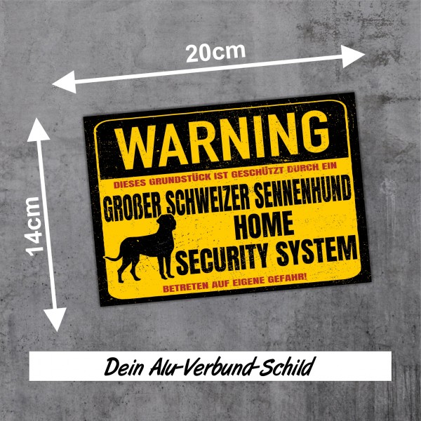 Großer Schweizer Sennenhund Schild Warning Security System Türschild Hundeschild Warnschild Schild