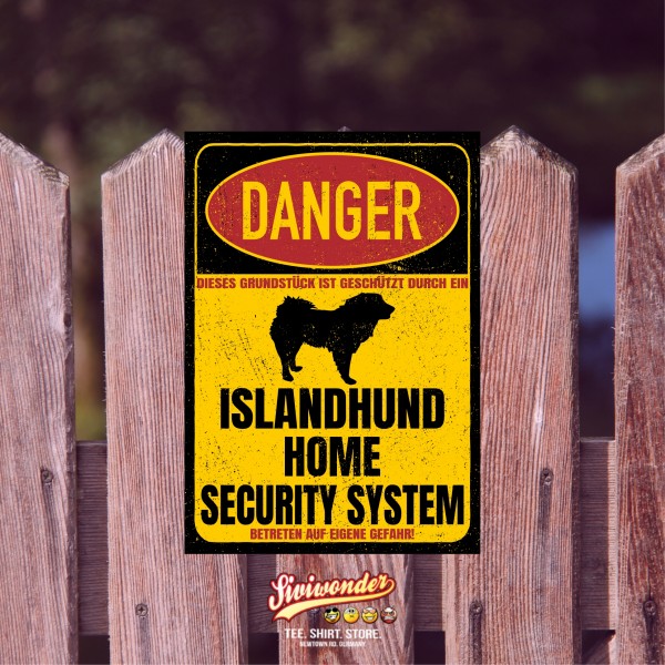 Islandhund Dog Türschild Danger Security System Warnschild Hund Schilder Hundeschild