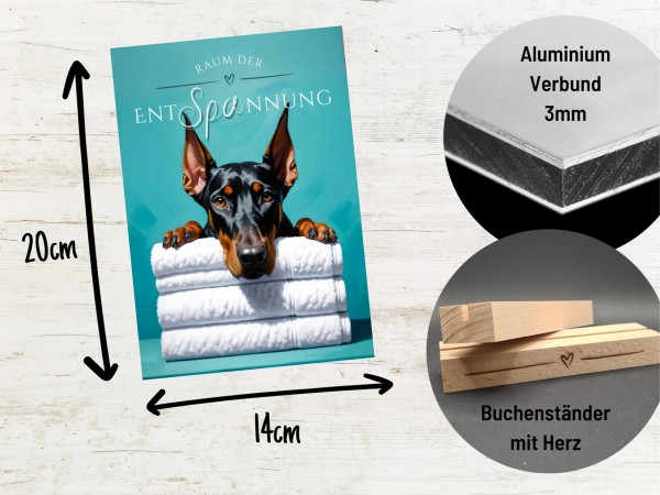 Hundeschild Deko Badezimmer Wellness Dobermann Dobi Schild Spruch