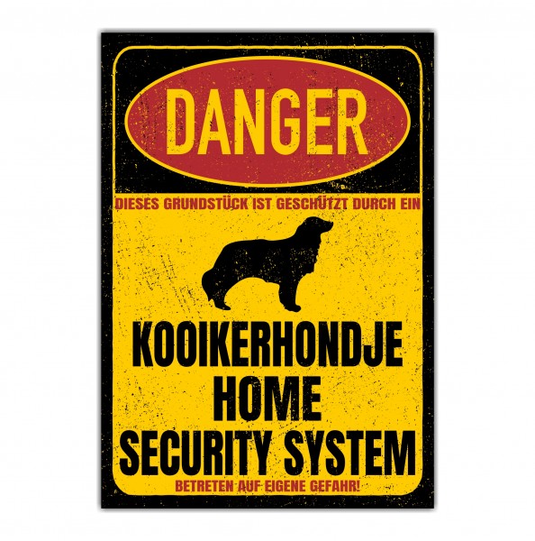 Kooikerhondje Kooiker Dog Türschild Danger Security System Warnschild Hund Schilder Hundeschild