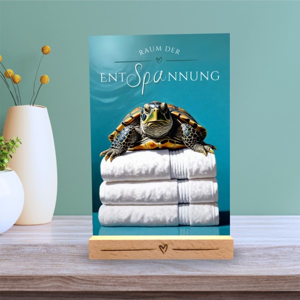Schildkröte Schild Wellness Handtuch Entspannung Schild Spruch