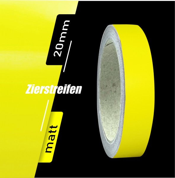 Zierstreifen Matt schwefelgelb gelb 20mm in in 10 m Länge für Auto Boot Klebeband Dekorstreifen Tuningstreifen Autofolie Siviwonder