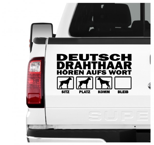 Deutsch Drahthaar DD Deutscher Drahthaar Deutscher Drahthaariger Vorstehhund Drahthaar German Wirehaired Hört aufs Wort Hunde Aufkleber Sticker Autoaufkleber