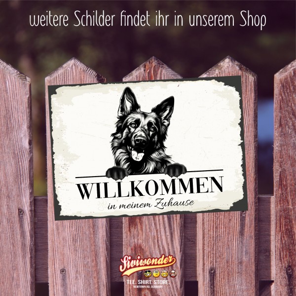 Hundeschild Willkommen Zuhause Deutscher Schäferhund Schild Achtung Spruch