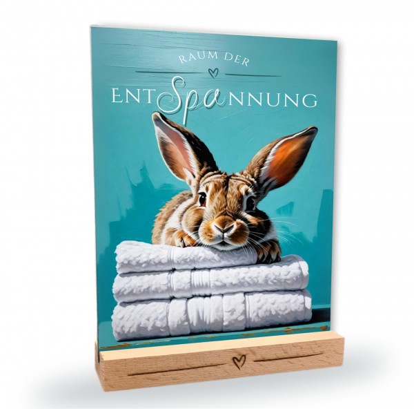 Kaninchen Hase Schild Wellness Handtuch Entspannung Schild Spruch