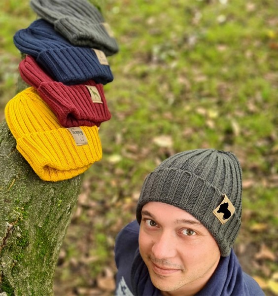 Strickmütze "Sheltie Shetland Sheepdog" Beanie Mütze Urban Witzig Spruch Warm Winter Herbst Farben