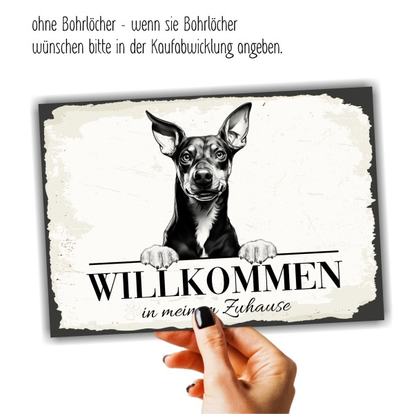 Hundeschild Willkommen Zuhause Manchester Terrier Schild Achtung Spruch