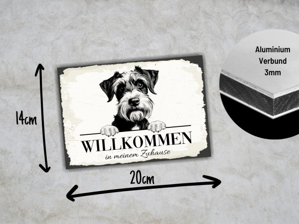 Hundeschild Willkommen Zuhause Schnauzer Schild Achtung Spruch
