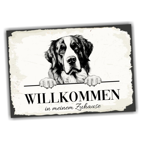 Hundeschild Willkommen Zuhause Bernhardiner Schild Achtung