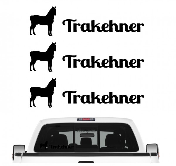Trakehner Sportpferd Familienpferd Freizeit Reiten Vielseitigkeit Distanz Aufkleber 3er Set Pferdeaufkleber Pferd reiten Auto Folie by SIVIWONDER