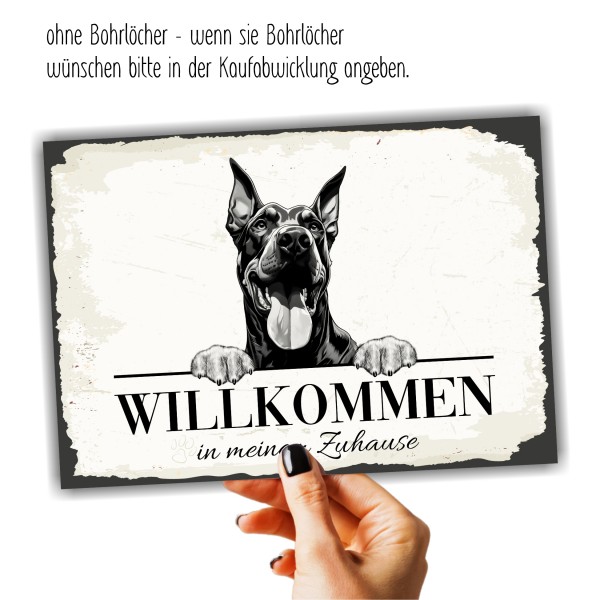 Hundeschild Willkommen Zuhause Dobermann Dobi Schild Achtung Spruch