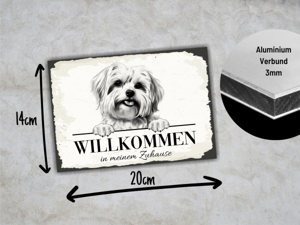 Hundeschild Willkommen Zuhause Malteser Maltese Schild Achtung Spruch