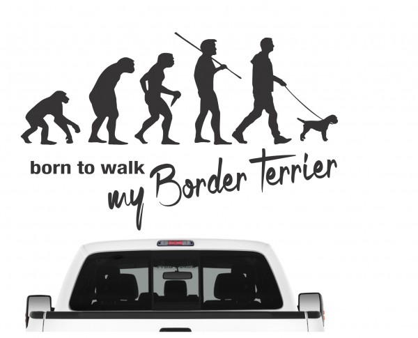 Border Terrier Evolution Born to Walk Hunde Aufkleber Sticker Autoaufkleber Wandtattoo Tattoo