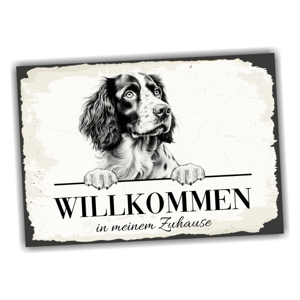 Hundeschild Willkommen Zuhause Springer Spaniel Schild Achtung Spruch