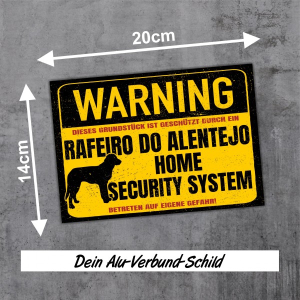 Schild Rafeiro do Alentejo Mastiff Warning Security System Türschild Hundeschild Warnschild Hund
