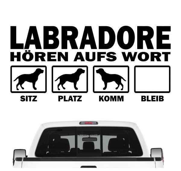 Labrador Labby Retriever Lab Labbie Hört aufs Wort Hunde Aufkleber Sticker Autoaufkleber Wandtattoo Tattoo
