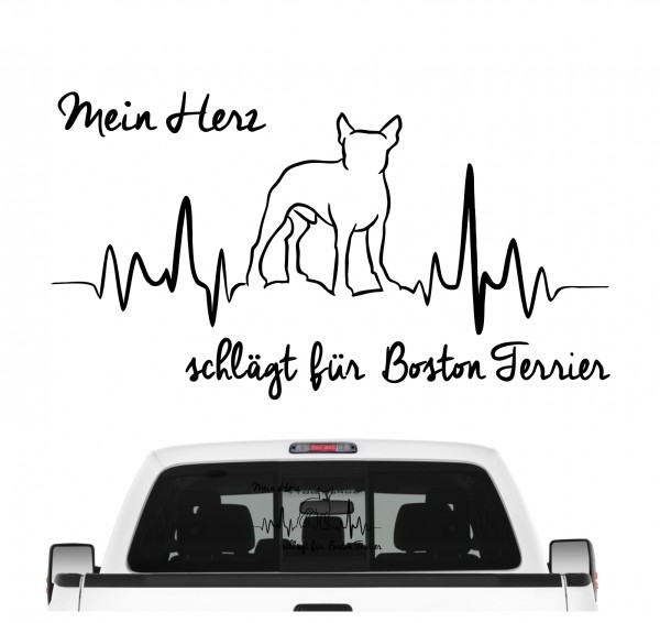 Boston Terrier Bostie USA State Bull Dog Bulldog Dog Hundeaufkleber Herz AUTOAUFKLEBER Hunde HEARTBEAT EKG by SIVIWONDER
