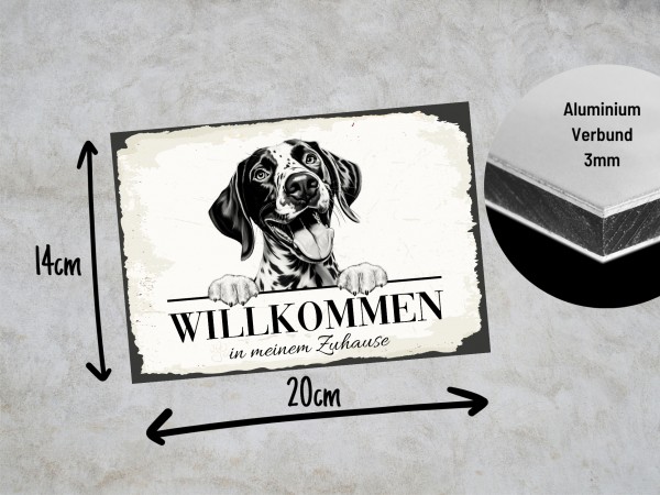 Hundeschild Willkommen Zuhause Deutsch Kurzhaar Schild Achtung Spruch