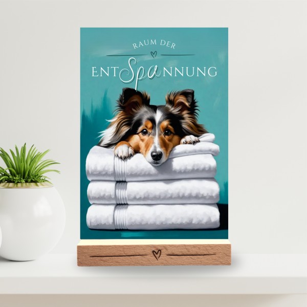 Hundeschild Deko Badezimmer Wellness Sheltie Shetland Sheepdog Schild Spruch