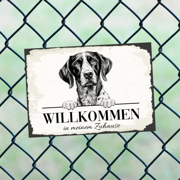 Hundeschild Willkommen Zuhause Deutsch Kurzhaar Schild Achtung Spruch