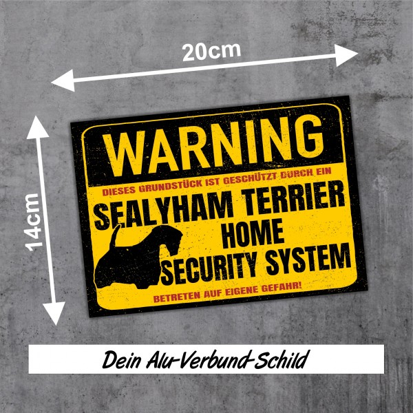 Schild Sealyham Terrier Warning Security System Türschild Hundeschild Warnschild Hund