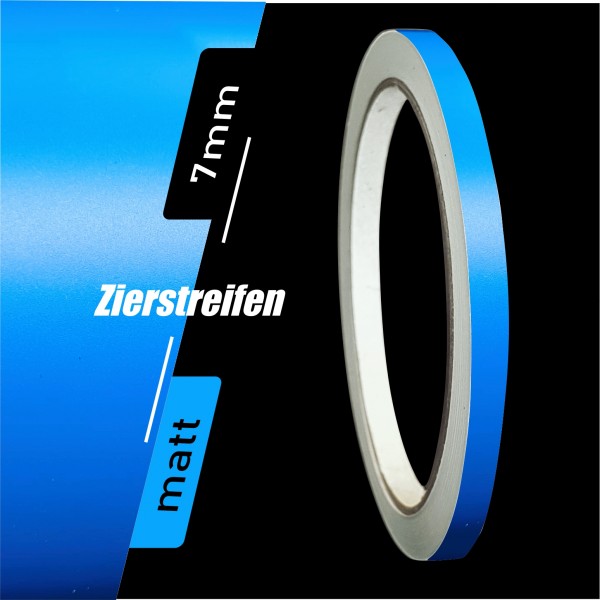Zierstreifen Matt azurblau azur blau hellblau 7mm in in 10 m Länge für Auto Boot Klebeband Dekorstreifen Tuningstreifen Autofolie Siviwonder
