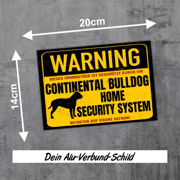 Continental Bulldog Conti Dog Schild Warning Security System Türschild Hundeschild Warnschild