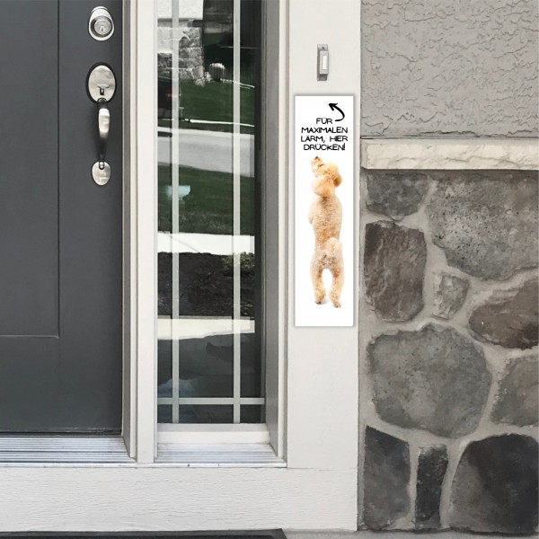 Pudel Pudle Poodle Caniche Barbone Großpudel Zwergpudel Dog Türschild Warnschild Hundeschild Schildr happy Design by Siviwonder