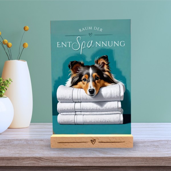 Hundeschild Deko Badezimmer Wellness Sheltie Shetland Sheepdog Schild Spruch