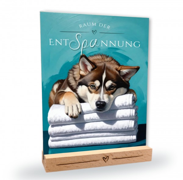 Hundeschild Deko Badezimmer Wellness Husky Siberian Schild Spruch