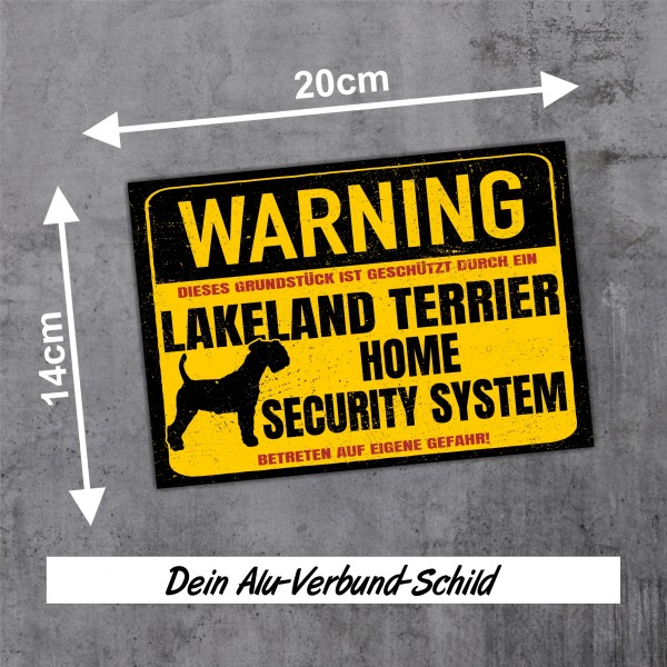 Lakeland Terrier Schild Warning Security System Türschild Hundeschild Warnschild Hund