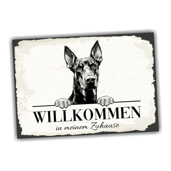 Hundeschild Willkommen Zuhause Dobermann Dobi Schild Achtung Spruch