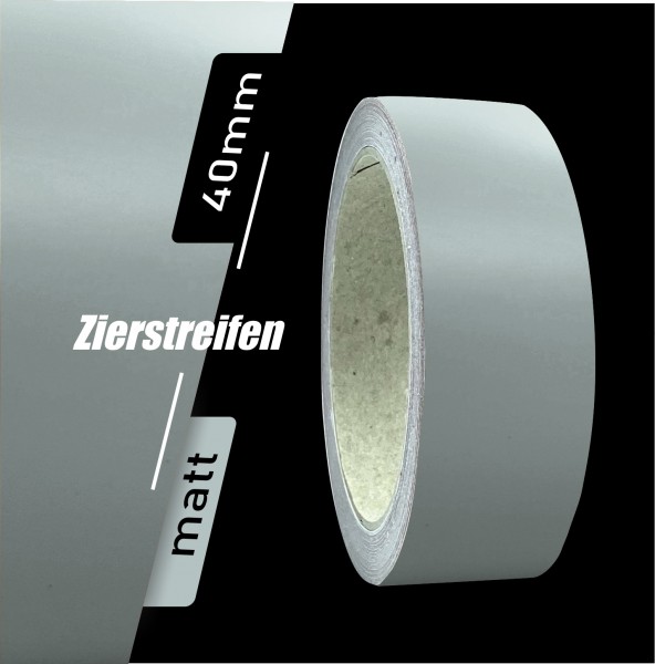 Zierstreifen Matt grau - mittelgrau grey 40mm in in 10 m Länge für Auto Boot Klebeband Dekorstreifen Tuningstreifen Autofolie Siviwonder