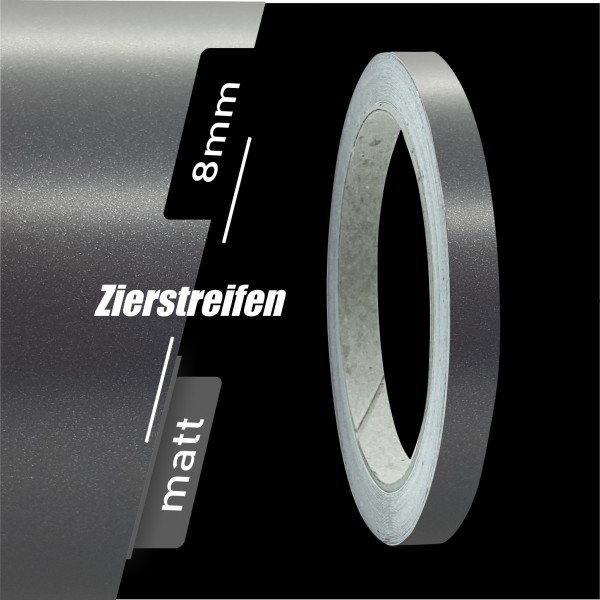 Zierstreifen Matt anthrazit metallic 8mm in in 10 m Länge für Auto Boot Klebeband Dekorstreifen Tuningstreifen Autofolie Siviwonder
