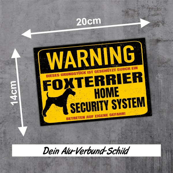 Foxterrier Schild Warning Security System Türschild Hundeschild Warnschild Schild Hund Warnung